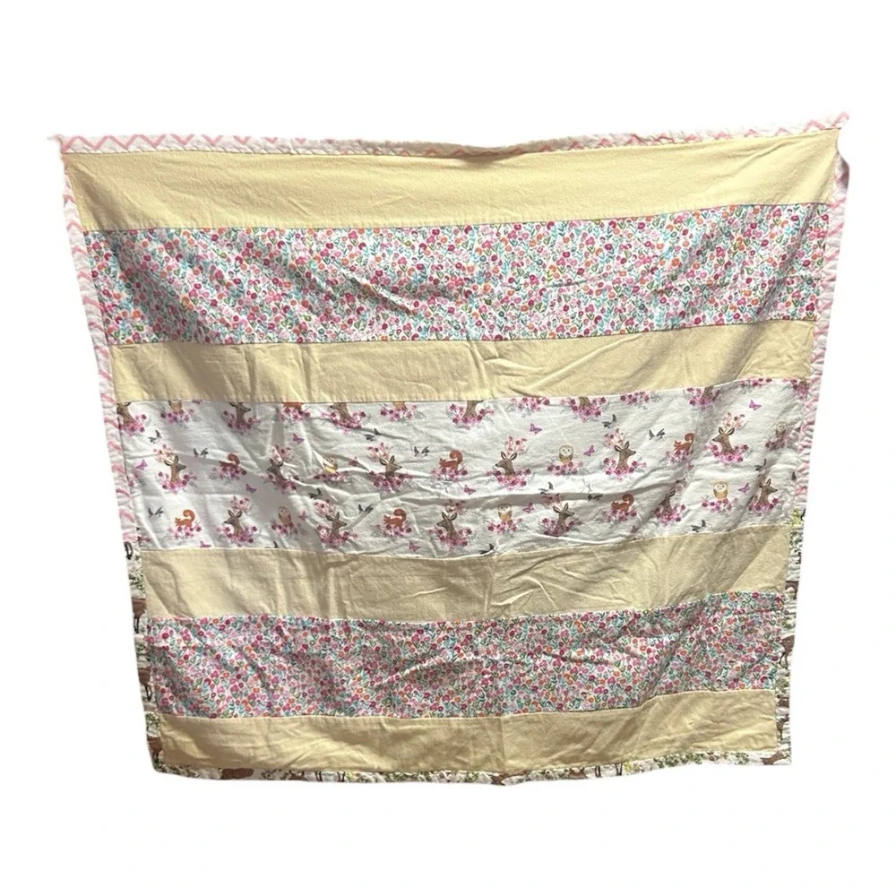 Woodland Deer And Chevron Flannel Baby Blanket 33x36 Inches
